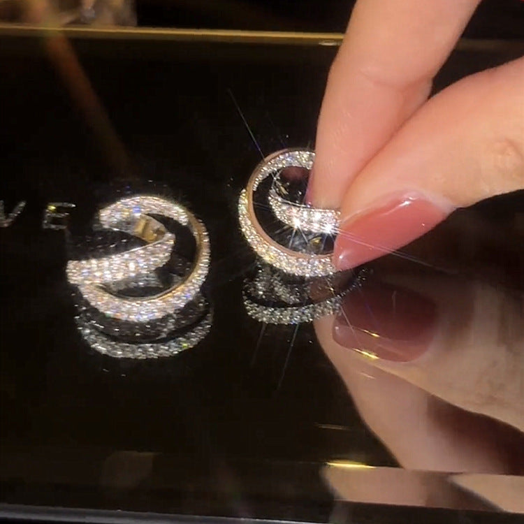 Crossover Zirconia Earrings