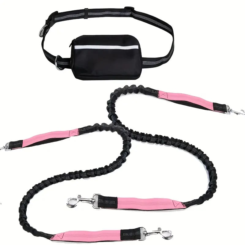 Ultimate Hands-Free Dog Leash with Shock Absorbing Bungee & Zipper Pouch