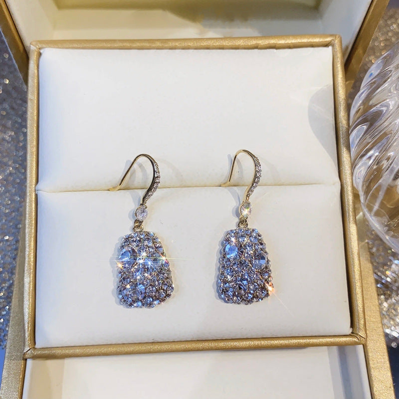 French Diamond Square Earrings with 18K Gold Plating