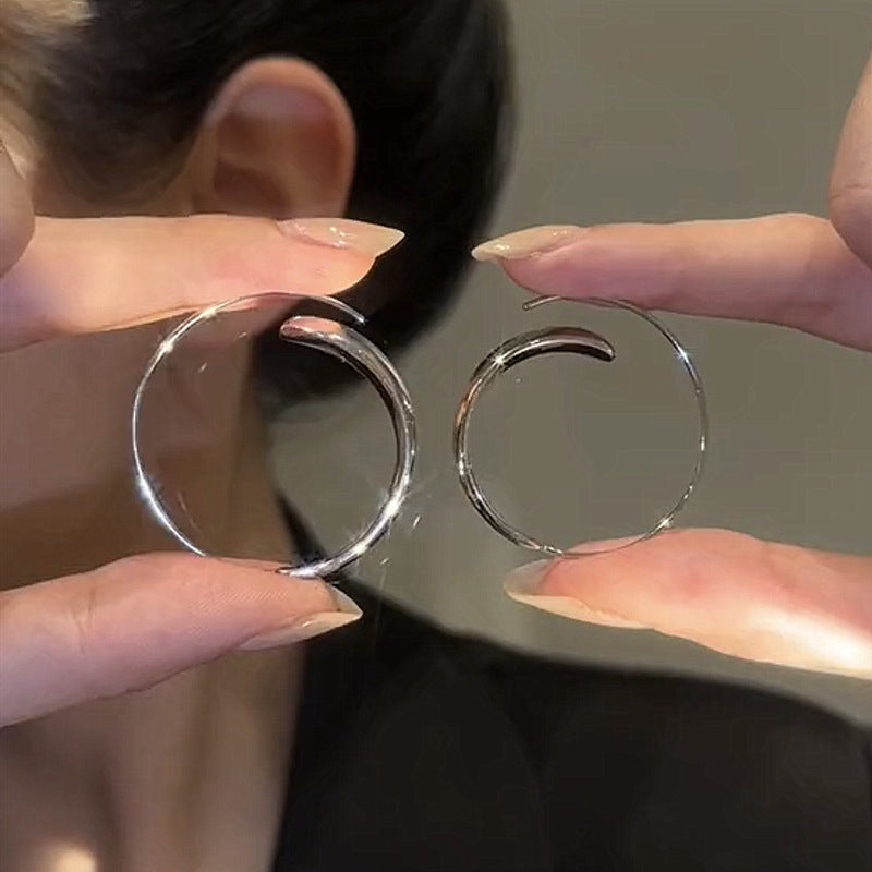 Elegant Large Curved Premium Gold Alloy Hoop Earrings