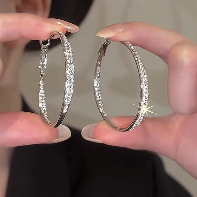 Rhinestone Large Hoop Earrings