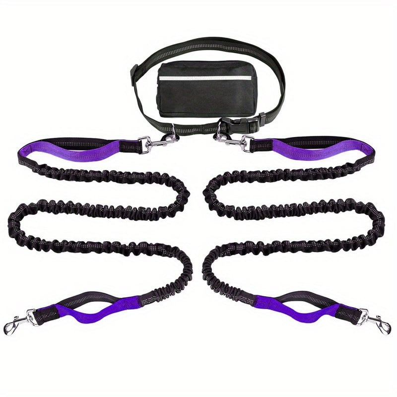 Ultimate Hands-Free Dog Leash with Shock Absorbing Bungee & Zipper Pouch