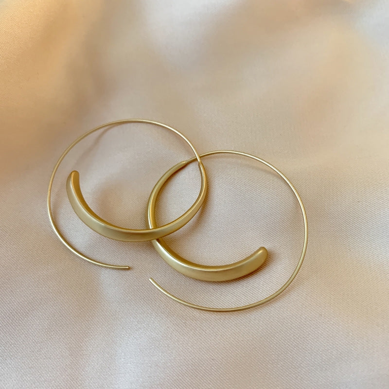 Elegant Large Curved Premium Gold Alloy Hoop Earrings