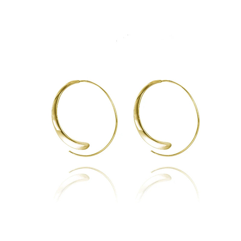 Elegant Large Curved Premium Gold Alloy Hoop Earrings