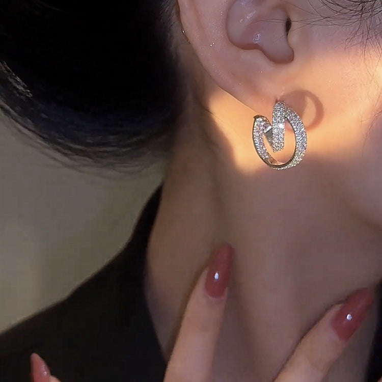 Crossover Zirconia Earrings