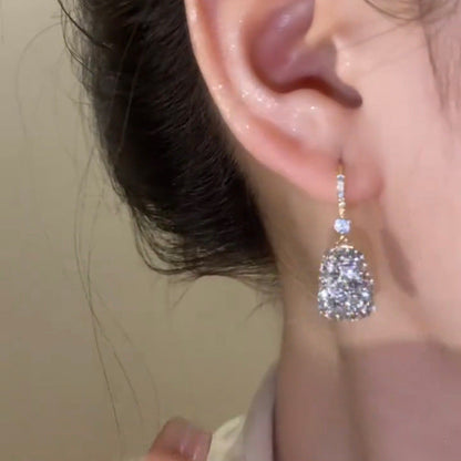 French Diamond Square Earrings with 18K Gold Plating