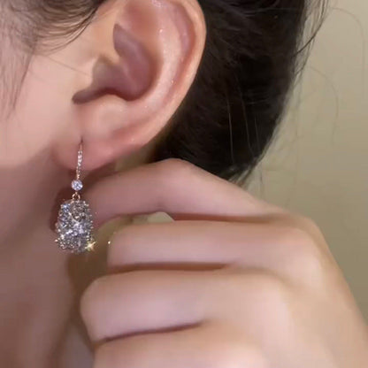 French Diamond Square Earrings with 18K Gold Plating