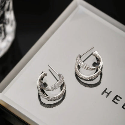 Crossover Zirconia Earrings