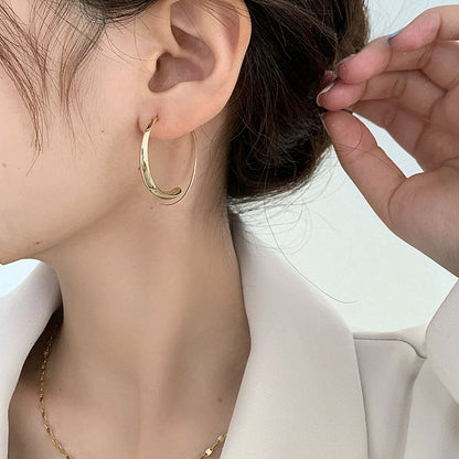 Elegant Large Curved Premium Gold Alloy Hoop Earrings