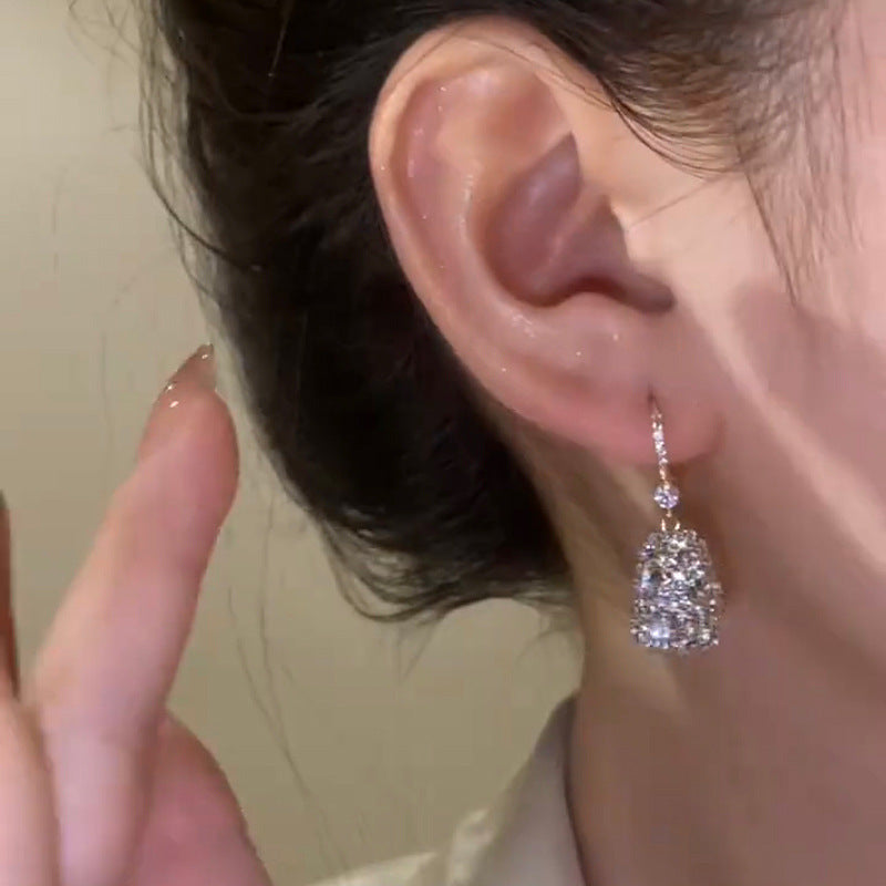 French Diamond Square Earrings with 18K Gold Plating