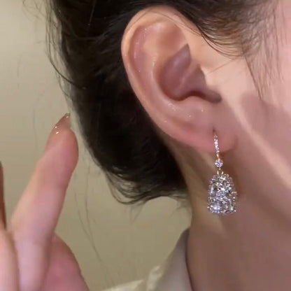 French Diamond Square Earrings with 18K Gold Plating