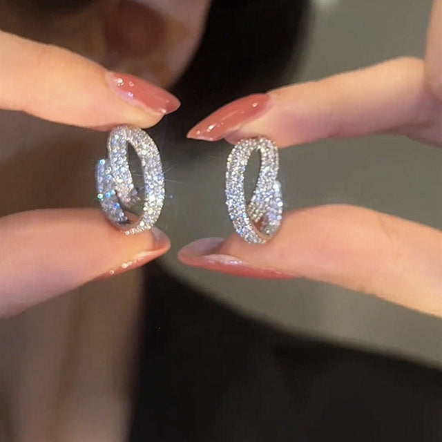 Crossover Zirconia Earrings