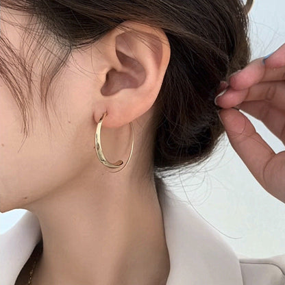 Elegant Large Curved Premium Gold Alloy Hoop Earrings