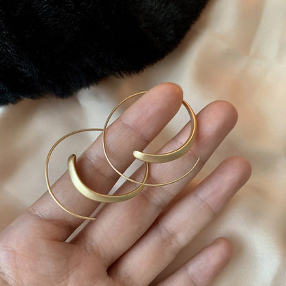 Elegant Large Curved Premium Gold Alloy Hoop Earrings