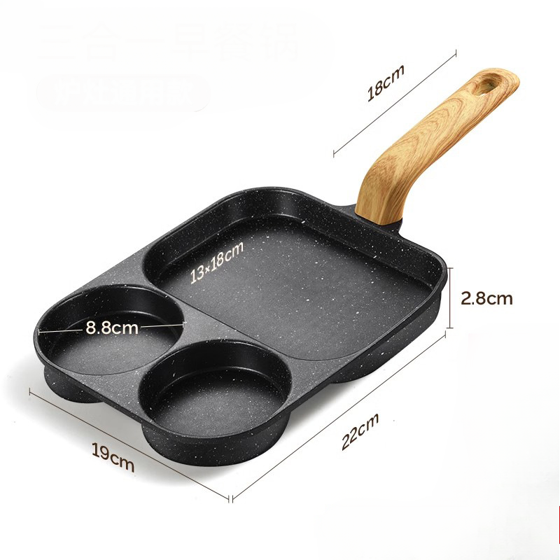 4-in-1 Nonstick Breakfast Frying Pan for Eggs Bacon Burgers