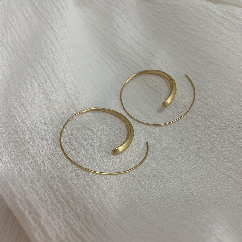 Elegant Large Curved Premium Gold Alloy Hoop Earrings