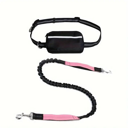 Ultimate Hands-Free Dog Leash with Shock Absorbing Bungee & Zipper Pouch