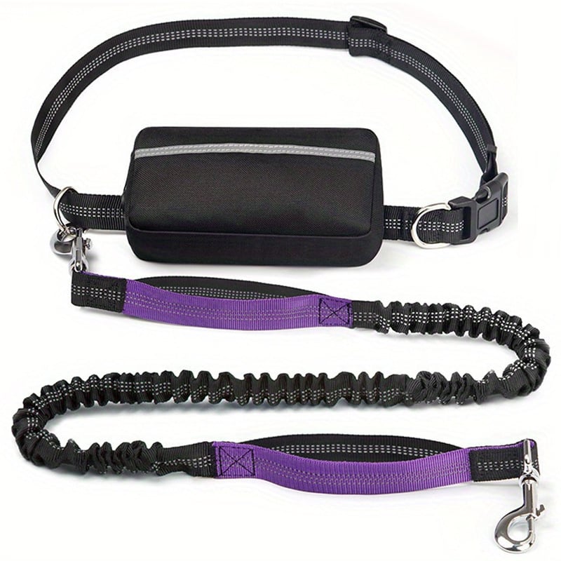 Ultimate Hands-Free Dog Leash with Shock Absorbing Bungee & Zipper Pouch