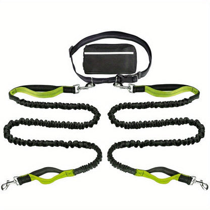 Ultimate Hands-Free Dog Leash with Shock Absorbing Bungee & Zipper Pouch