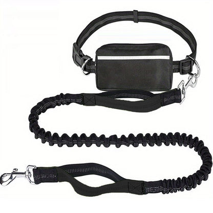 Ultimate Hands-Free Dog Leash with Shock Absorbing Bungee & Zipper Pouch
