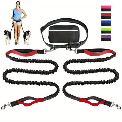 Ultimate Hands-Free Dog Leash with Shock Absorbing Bungee & Zipper Pouch