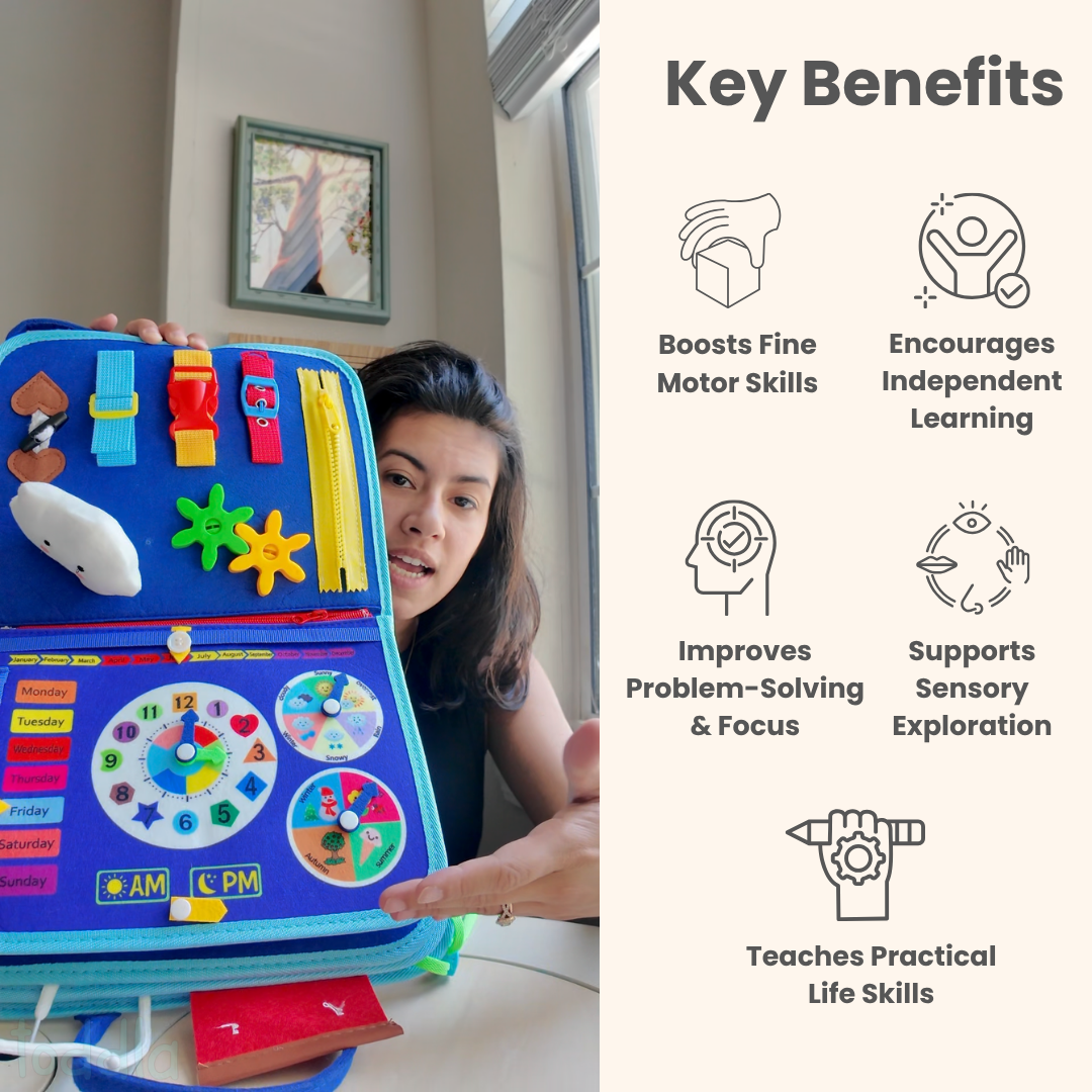 Portable Montessori Busy Board for Toddlers: Educational Sensory Activity Travel Toy