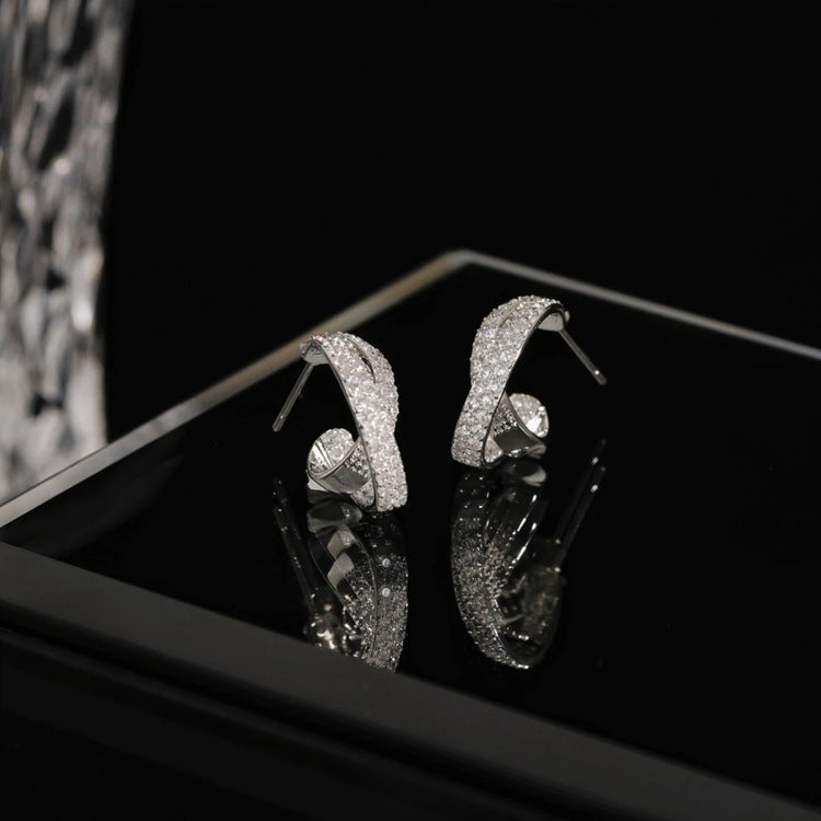 Crossover Zirconia Earrings