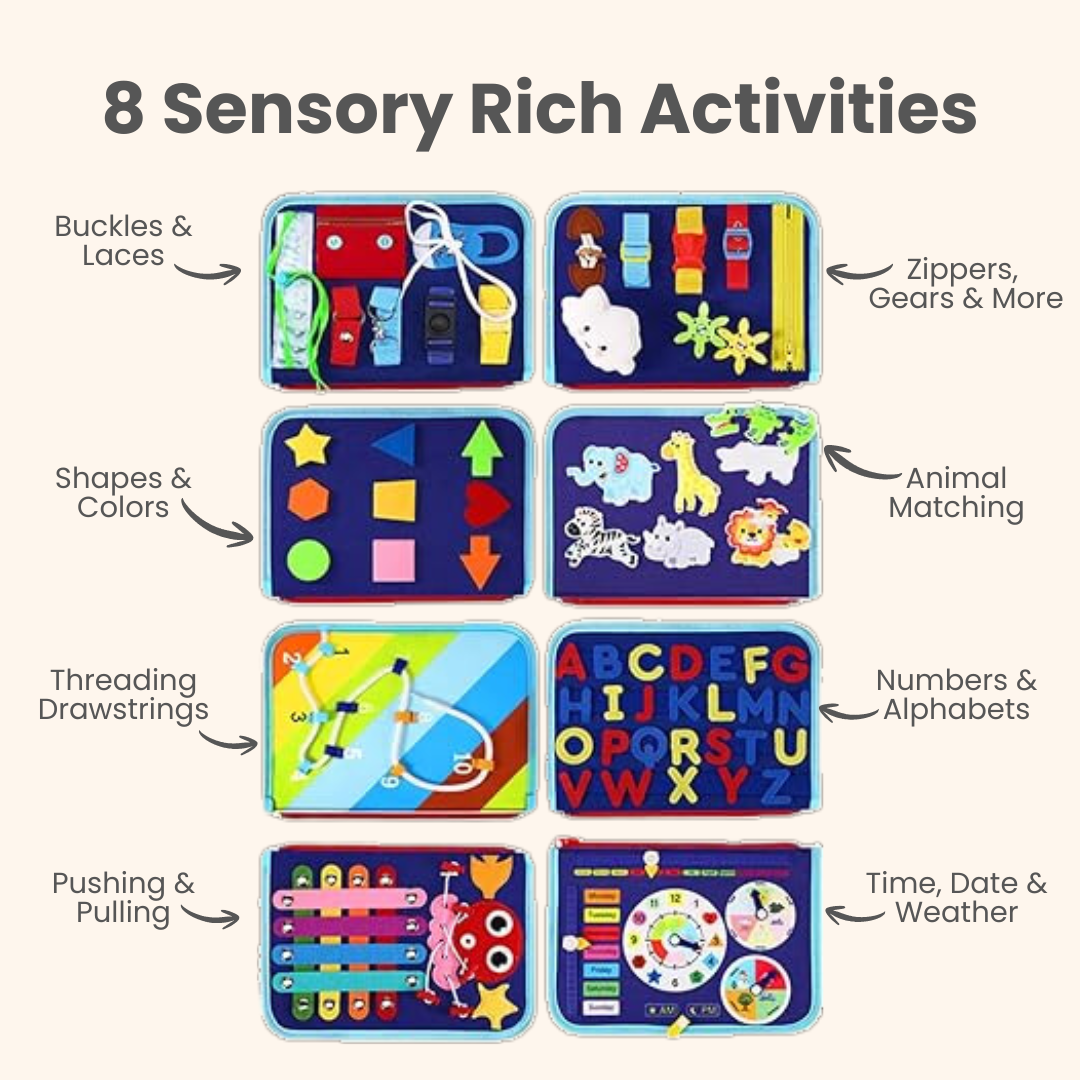 Portable Montessori Busy Board for Toddlers: Educational Sensory Activity Travel Toy