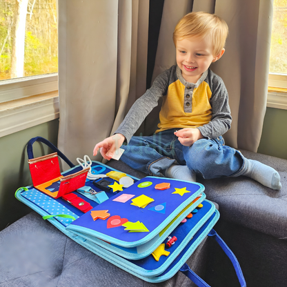 Portable Montessori Busy Board for Toddlers: Educational Sensory Activity Travel Toy