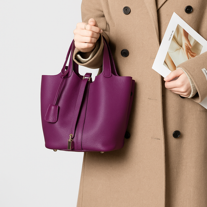 Elegant Kate Lock Bag: Pebbled Texture, Secure Closure, Versatile Shoulder Handbag