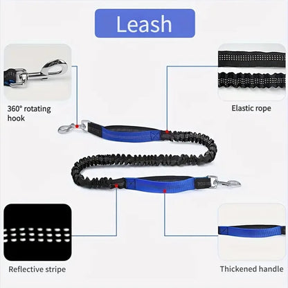 Ultimate Hands-Free Dog Leash with Shock Absorbing Bungee & Zipper Pouch