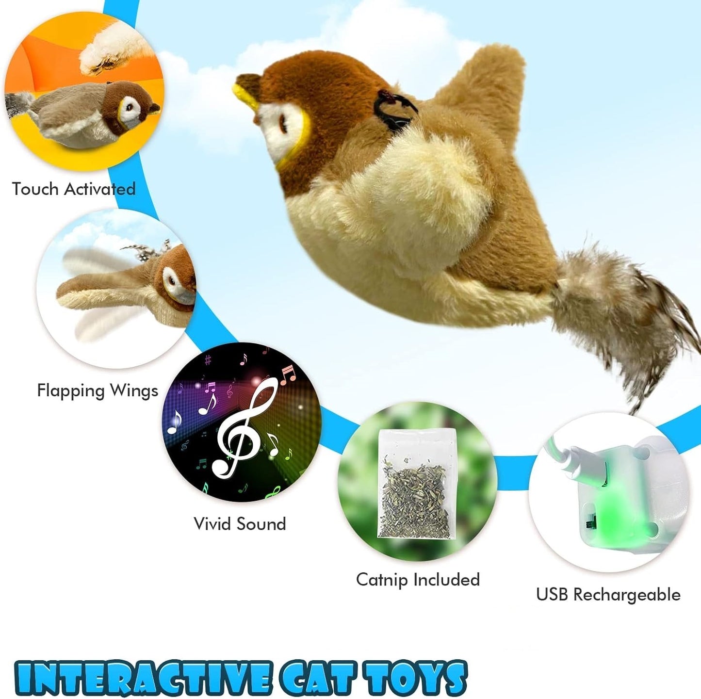 Flapping Wings Bird Catnip Toy for Interactive Cat Playtime