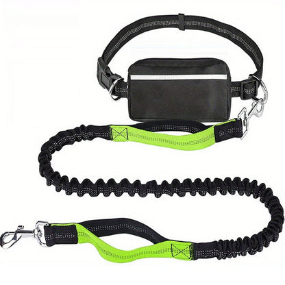 Ultimate Hands-Free Dog Leash with Shock Absorbing Bungee & Zipper Pouch