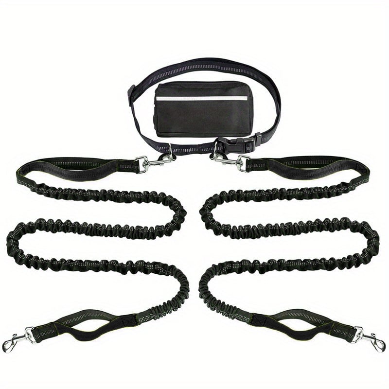 Ultimate Hands-Free Dog Leash with Shock Absorbing Bungee & Zipper Pouch