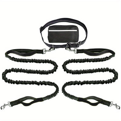 Ultimate Hands-Free Dog Leash with Shock Absorbing Bungee & Zipper Pouch